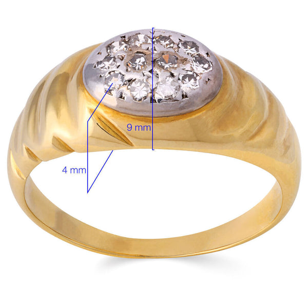 Anel em Ouro Amarelo Com Detalhe em Ouro Branco e Diamantes