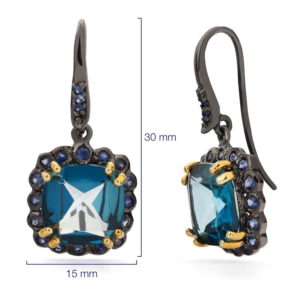 Anel e Brinco Linha Premium em Prata 925 com London Blue