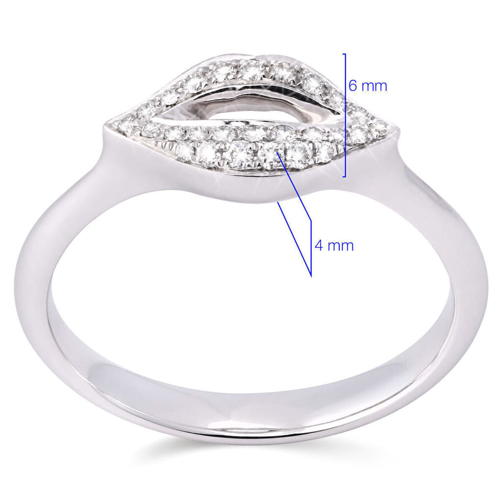 Anel em Ouro Branco 18k Boca com Diamantes