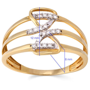 Anel em Ouro Amatelo Infinito com Diamantes e Detalhes em ouro branco