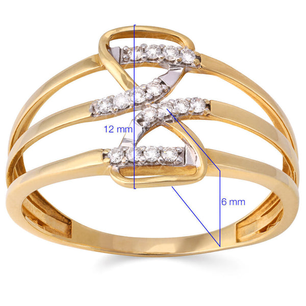 Anel em Ouro Amatelo Infinito com Diamantes e Detalhes em ouro branco