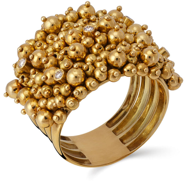 Anel em Ouro Amarelo 18 k com Diamantes