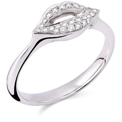 Anel em Ouro Branco 18k Boca com Diamantes