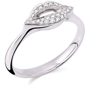 Anel em Ouro Branco 18k Boca com Diamantes