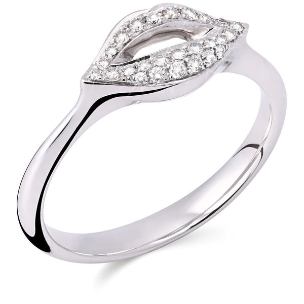 Anel em Ouro Branco 18k Boca com Diamantes