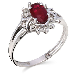 Anel em Ouro Branco 18 k com Rubi