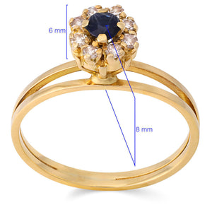 Anel em Ouro Amarelo Chuveiro de Safira com Diamantes