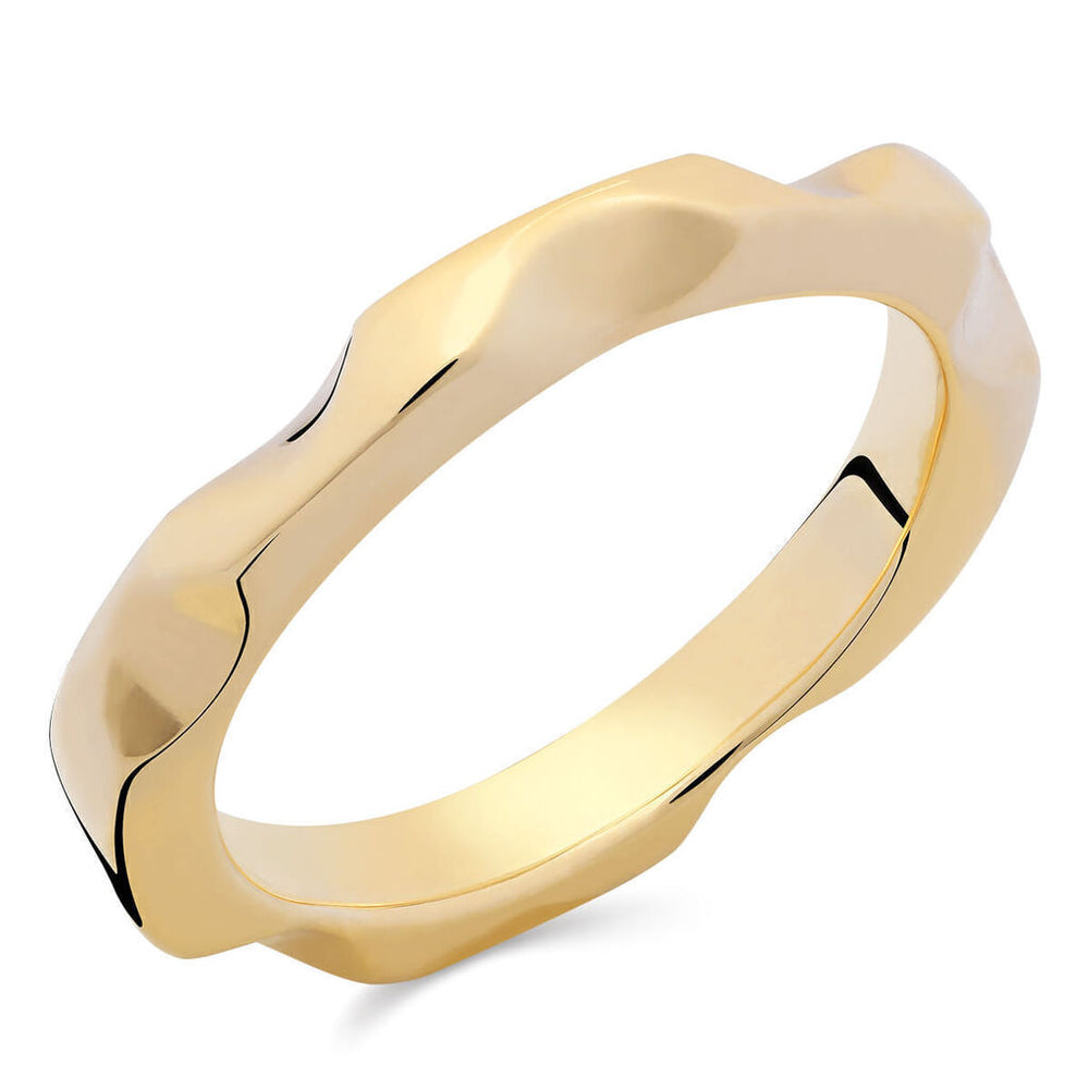 Aliança em Ouro Amarelo 18k Inteira Ondulada