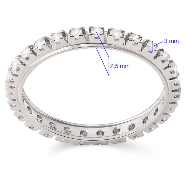 Aliança Inteira em Ouro Branco 18k de Diamantes