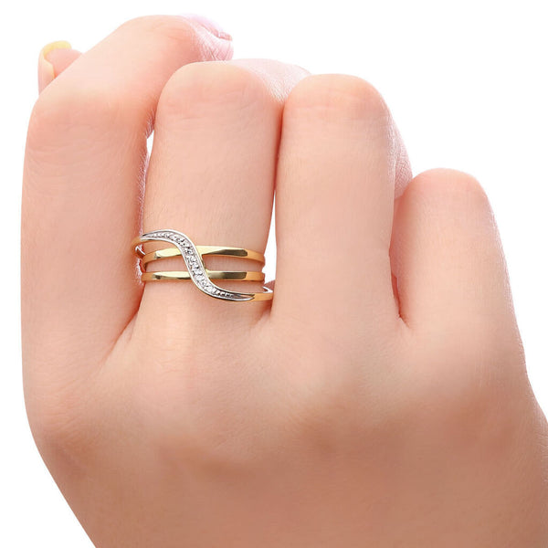Anel em Ouro Amarelo 18k Trancado com Zirconias