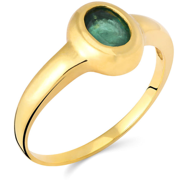 Anel em Ouro 18 k com Esmeralda Oval