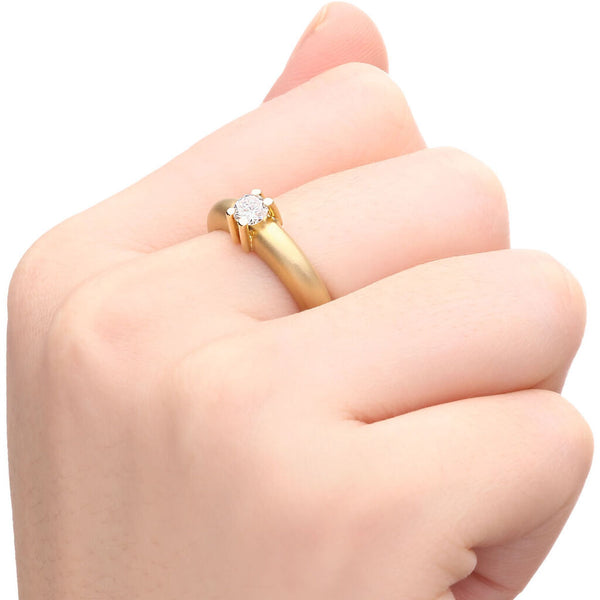 Anel em Ouro Amarelo 18k Solitário com Diamante SI 1