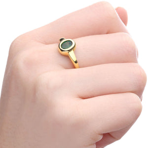 Anel em Ouro 18 k com Esmeralda Oval