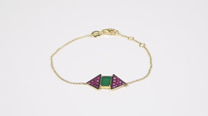Pulseira em Ouro Amarelo 18k com Rubis e Agata 