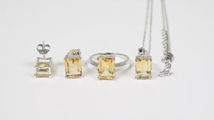 Conjunto em Prata 925 com Citrino Retangular