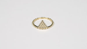 Anel em Ouro Amarelo Triângulo com Zircônias