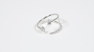 Anel de Ouro Branco 18k com Diamantes