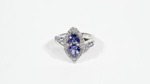 Anel em Prata 925 com Tanzanitas e Diamantes