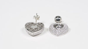 Par de Brinco em Prata 925 Dancing Diamond Coração com Zircônias