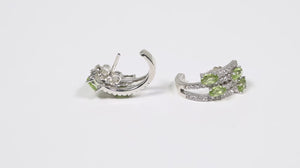 Par de Brinco em Prata 925 Meia Argola com Peridotos