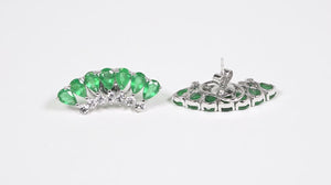 Par de Brinco em Ouro Branco 18k Ear Cuff com Esmeraldas e Diamantes