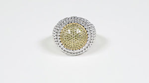 Anel em Prata 925 Redondo com Diamantes Amarelos 