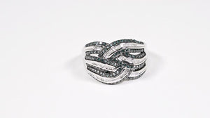 Anel em Prata 925 com Diamantes Brancos e Azuis 