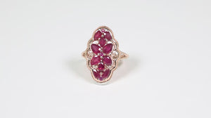 Anel de Prata Floral com Rubis Aprox. 3 cts