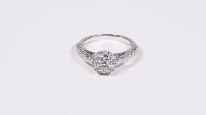 Anel em Ouro Branco 18k Flor com Diamantes 
