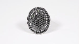 Anel em Prata 925 com Diamantes Negros 