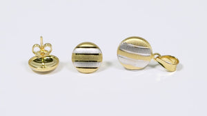 Conjunto Linha Alshahba em Ouro Amarelo 21 k com Par de Brinco e Pingente