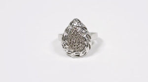 Anel em Prata 925 Gota com Diamantes Champagnes e Brancos 