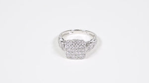 Anel em Ouro Branco 18k Quadrado com Diamantes
