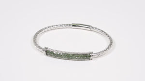 Bracelete em Prata 925 com Diamantes Verdes