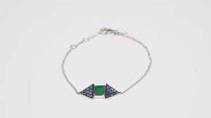 Pulseira em Ouro Branco 18k com Ágata e Safiras Azuis