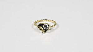Anel em Ouro Amarelo 18k Coração Love com Zircônias