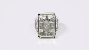 126009-Anel em Prata 925 com Prasolita e Diamantes