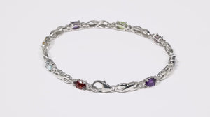 Pulseira de Prata 925 com 8 Pedras Brasileiras