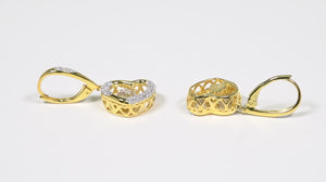 Par de Brinco em Prata 925 Coração Dancing Diamond com Zircônias
