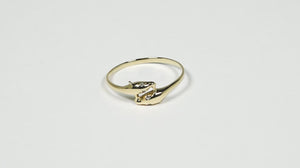 Anel Golfinhos com 4 Diamantes em Ouro Amarelo 18k