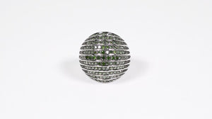 Anel em Prata 925 com Diamantes Verdes 