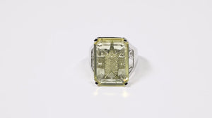 126004-Anel em Prata 925 com Quartzo Limão e Diamantes