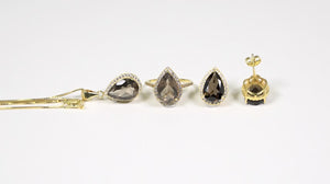 Conjunto em Prata 925 com Quartzos Fumê e Topázios Brancos