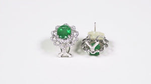 Par de Brinco em Ouro Branco 18k com Esmeraldas e Diamantes
