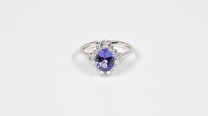 Anel de Ouro Branco 18k com Tanzanita e Diamantes
