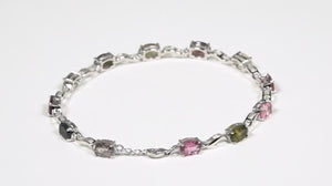 Pulseira em Prata 925 com Turmalinas Coloridas