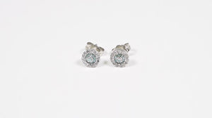 Par de Brinco Em Prata 925 com Diamantes Azuis e Brancos