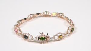 Pulseira em Prata 925 com Turmalinas Coloridas
