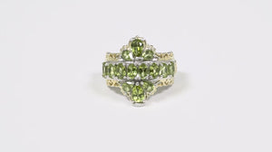 Anel em Prata 925 com 14 Peridotos