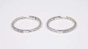Par de Brinco de Prata Argola com Zirconias Aprox. 11 cts